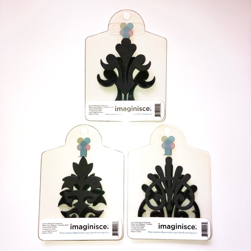 IMAGINISCE. Baroque Double Sided Acrylic Mount Foam Rubber Stamps, Set of 3 NEW!